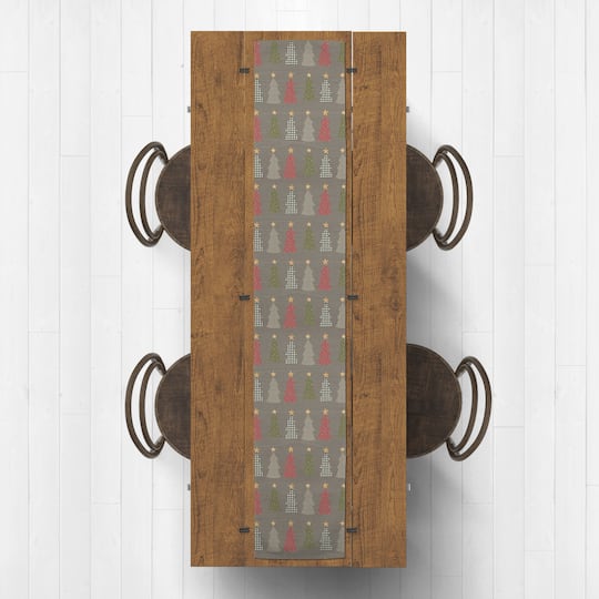 72" Gray Tree Pattern Cotton Twill Runner